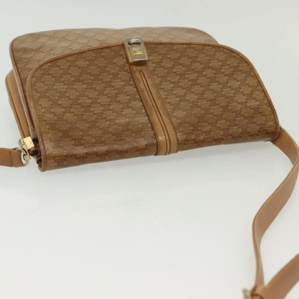 Authentic CELINE Macadam Canvas Shoulder Bag PVC Beige Gold - Picture 14 of 16